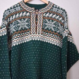 Apleks Nordic Fair Isle 100% Wool Sweater Metal Clasp Toggle - XL - 46" Chest